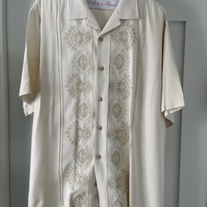 Tommy Bahama silk embroidered shirt- Fiesta style
